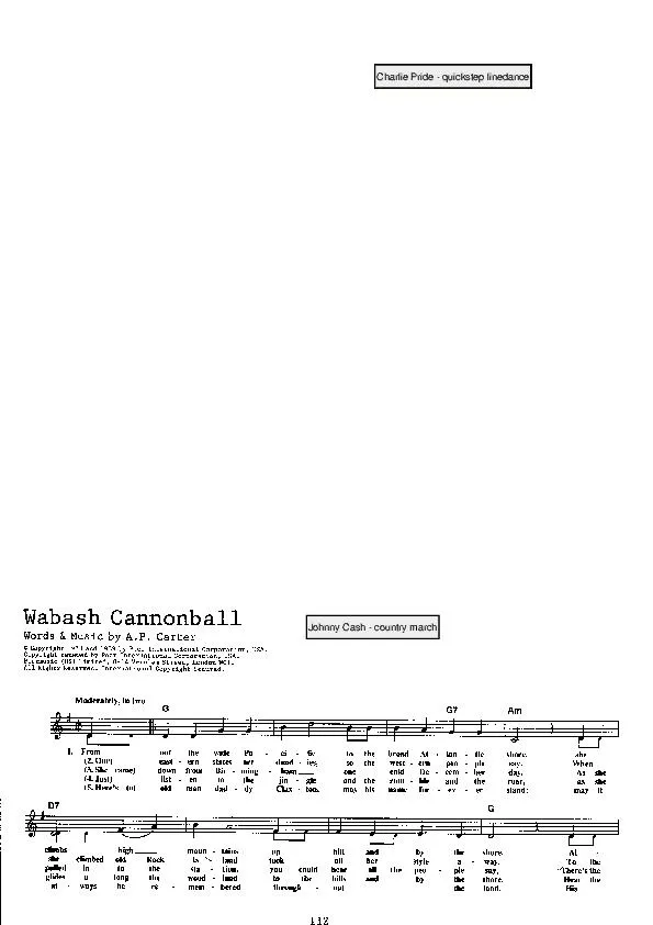 télécharger la partition d'accordéon Wabash Cannonball (Chant : Johnny Cash) (Marche Country) au format PDF