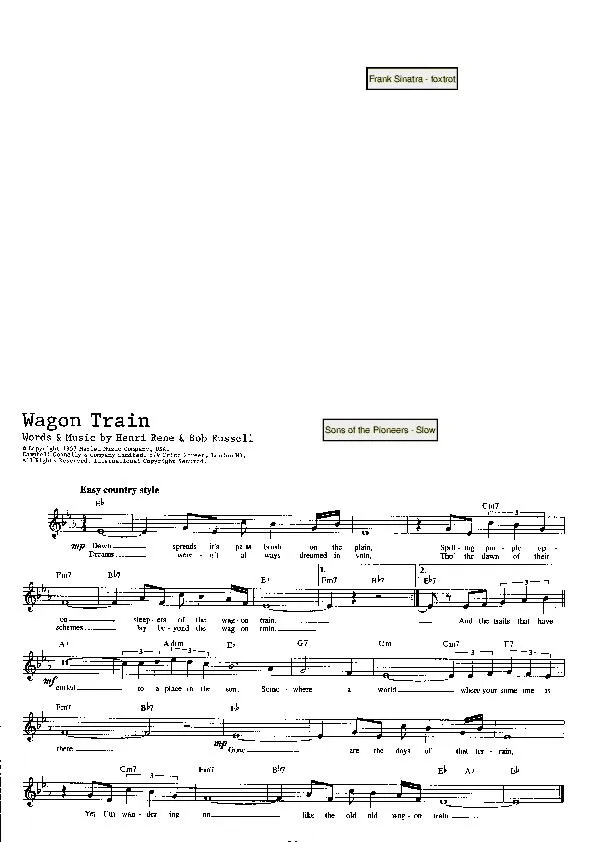 télécharger la partition d'accordéon Wagon train (Interprètes : Sons of the Pioneers) (Slow Country) au format PDF