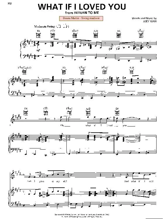 télécharger la partition d'accordéon What if I loved you (Du Film : Return to me) (Chant : Dean Martin) (Swing Madison) au format PDF