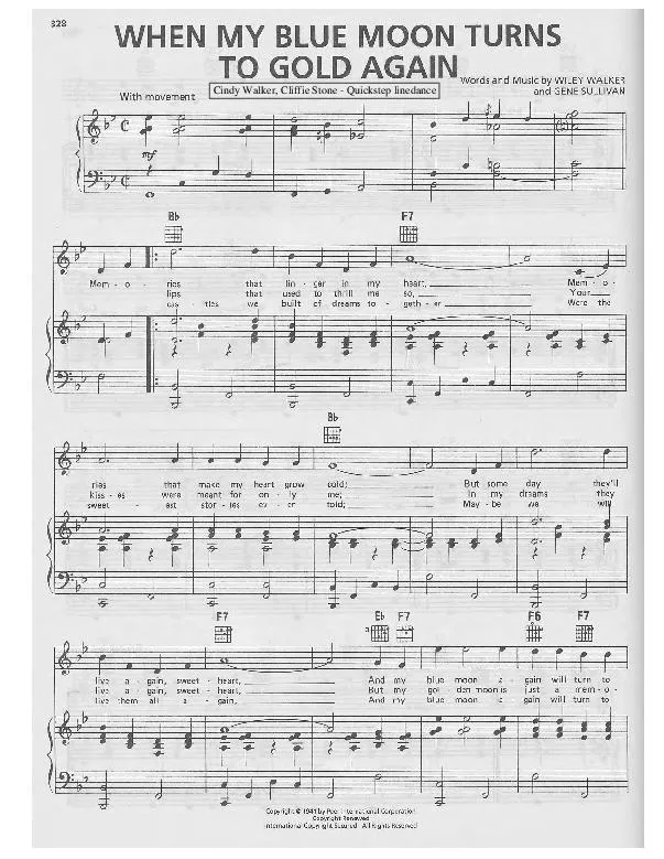 télécharger la partition d'accordéon When my blue moon turns to gold again (Chant : Cindy Walker / Cliffie Stone)  (Quickstep Linedance) au format PDF