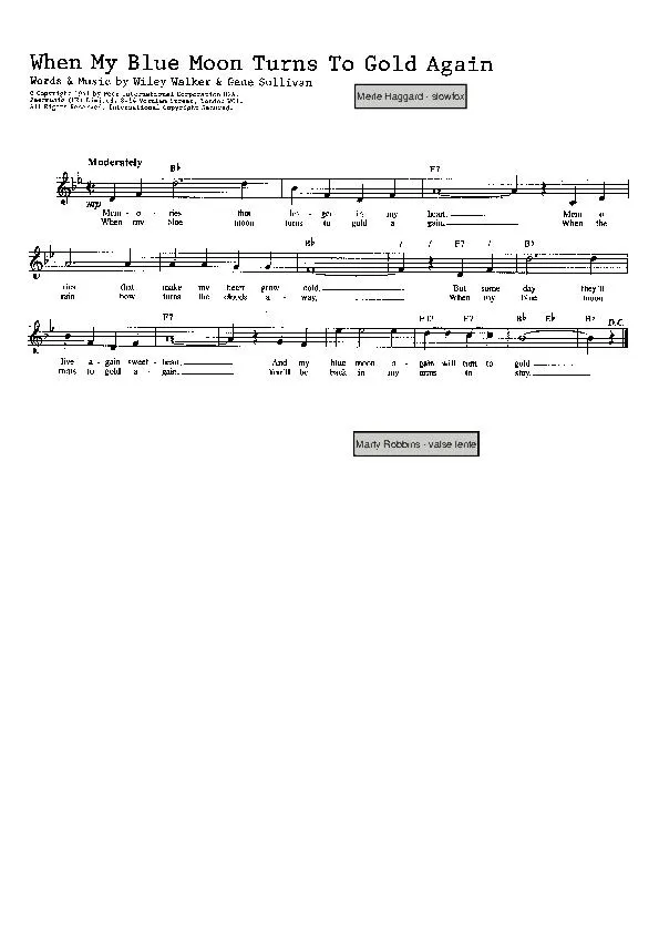 télécharger la partition d'accordéon When my blue moon turns to gold again (Chant : Merle Haggard) (Slow Fox-Trot) au format PDF