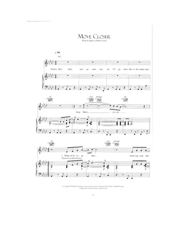 télécharger la partition d'accordéon Move closer (Chant : Tom Jones) au format PDF