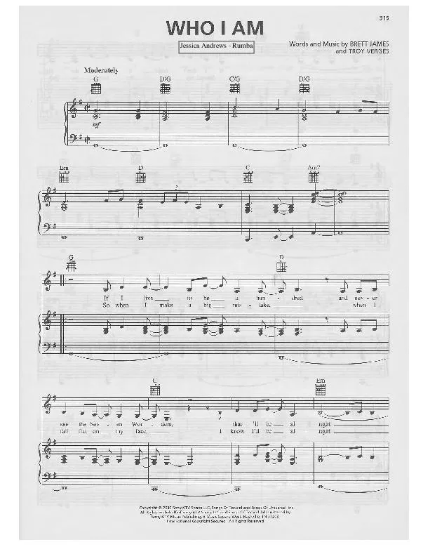 télécharger la partition d'accordéon Who I am (Chant : Jessica Andrews) (Rumba) au format PDF