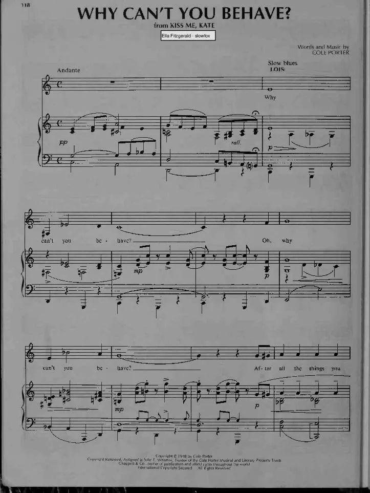 télécharger la partition d'accordéon Why can't you behave (Du Film : Kiss me Kate) (Chant : Ella Fitzgerald) (Slow Fox-Trot) au format PDF