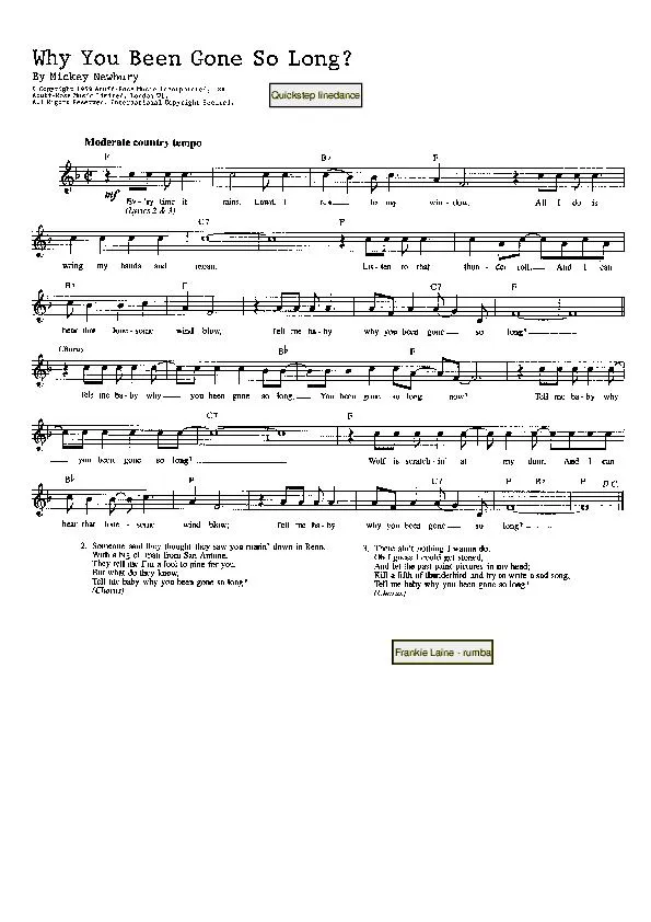 télécharger la partition d'accordéon Why you been gone so long (Quickstep Linedance) au format PDF