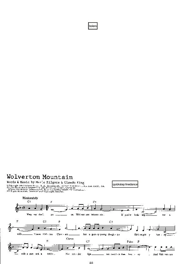 télécharger la partition d'accordéon Wolverton Mountain (Quickstep Linedance) au format PDF