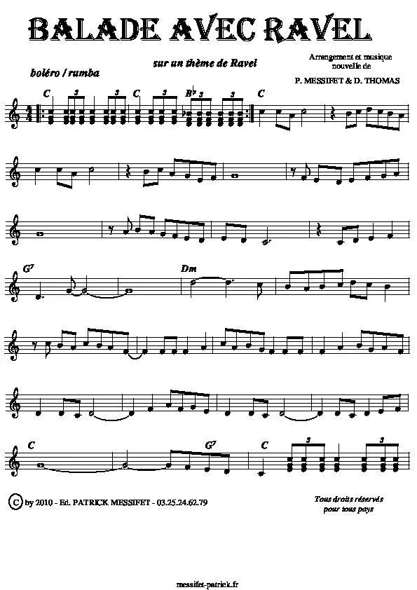 télécharger la partition d'accordéon Balade avec Ravel (Sur un thème de Ravel) (Arrangement de Patrick Messifet et Daniel Thomas) (Boléro Rumba) au format PDF