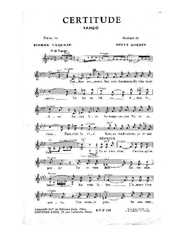 télécharger la partition d'accordéon Certitude (Tango) au format PDF