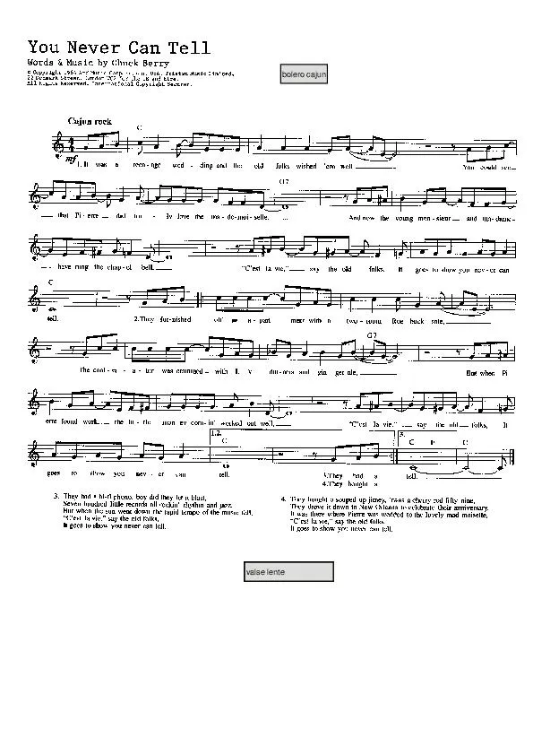 télécharger la partition d'accordéon You never can tell (BolÃ©ro Cajun) au format PDF