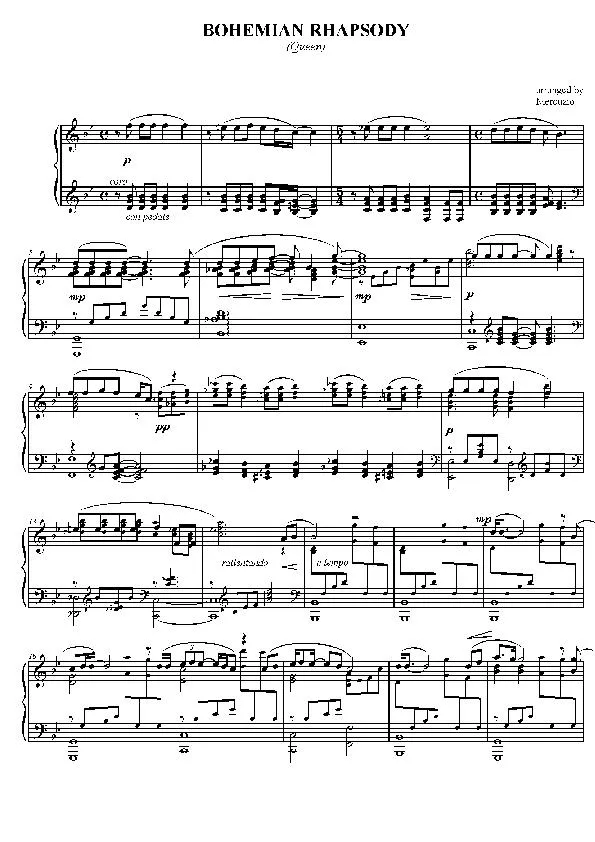 télécharger la partition d'accordéon Bohemian Rhapsody (Arrangement : Mercuzio) (Queen) (Piano) au format PDF