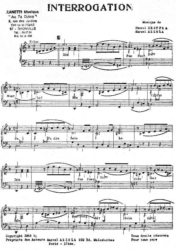 télécharger la partition d'accordéon Interrogation (Valse Jazz) au format PDF