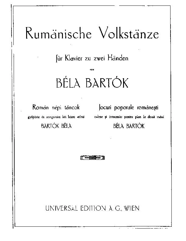 télécharger la partition d'accordéon Six danses folkloriques roumaines (Rumänische Volkstänze) (Sześć Rumuńskich tańców ludowych) (Edition : Universal A G Wien) (Piano)  au format PDF