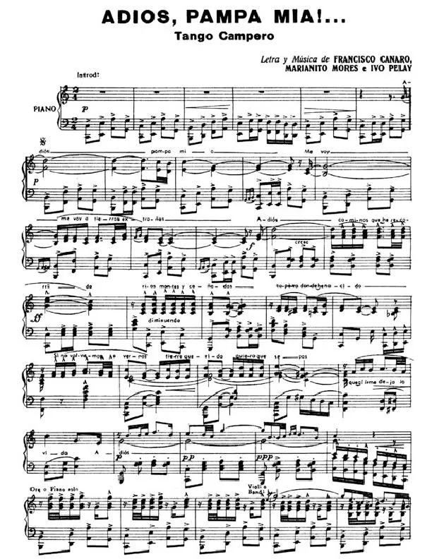 télécharger la partition d'accordéon Adios Pampa Mia (Chant : Tino Rossi) (Tango Campero) au format PDF