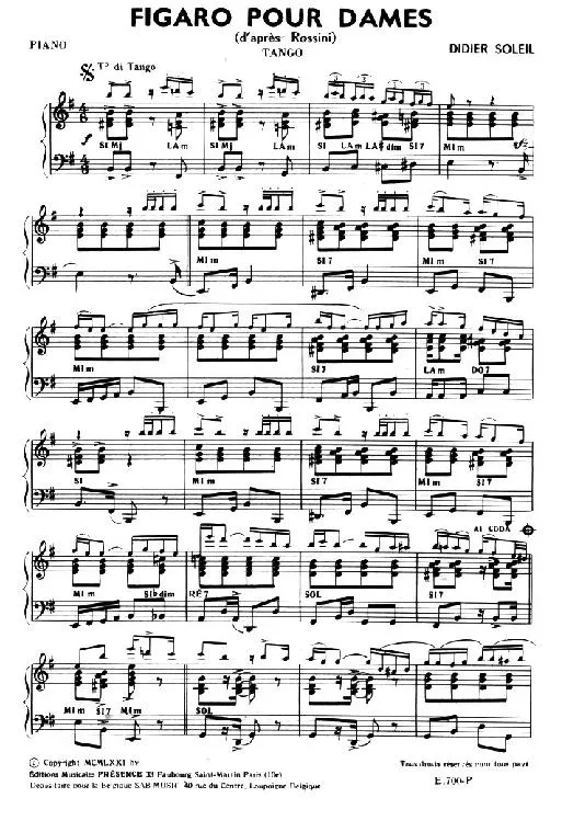 télécharger la partition d'accordéon Figaro pour Dames (d'après Rossini) (Orchestration Complète) (Tango) au format PDF