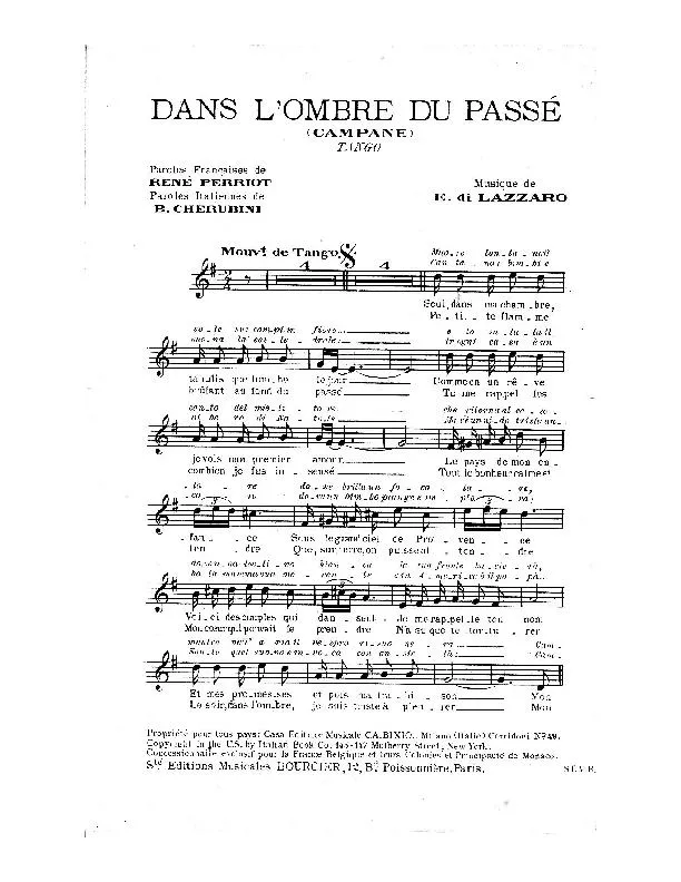 télécharger la partition d'accordéon Dans l'ombre du passé (Campane) (Tango) au format PDF