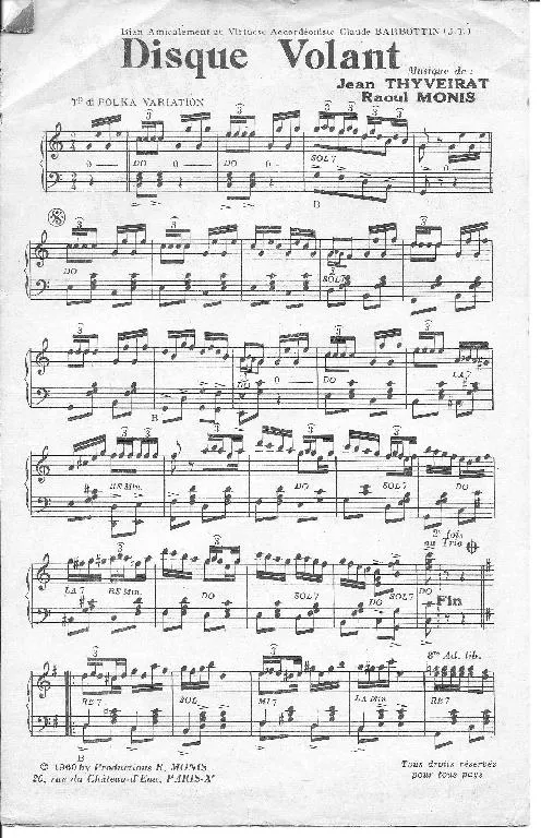 télécharger la partition d'accordéon Disque volant (Polka Variations) au format PDF