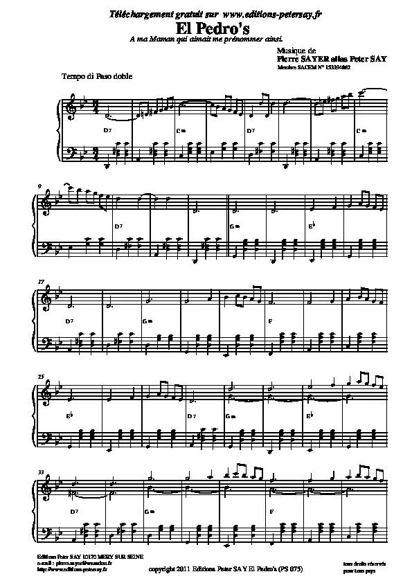 télécharger la partition d'accordéon El Pedro's (Paso Doble) au format PDF