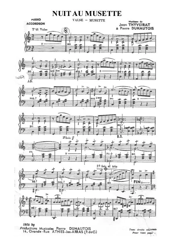télécharger la partition d'accordéon Nuit au Musette (Valse Musette) au format PDF