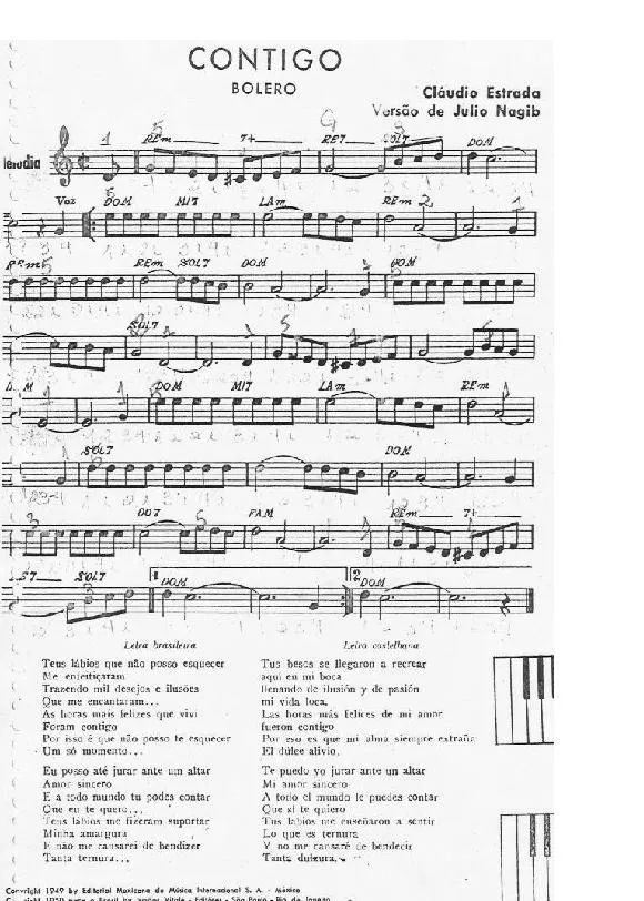 télécharger la partition d'accordéon Contigo (Arrangement : Julio Nagib) (Boléro) au format PDF