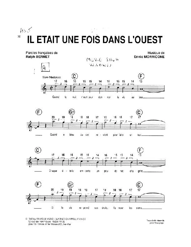 télécharger la partition d'accordéon Il était une fois dans l'ouest (Slow) au format PDF