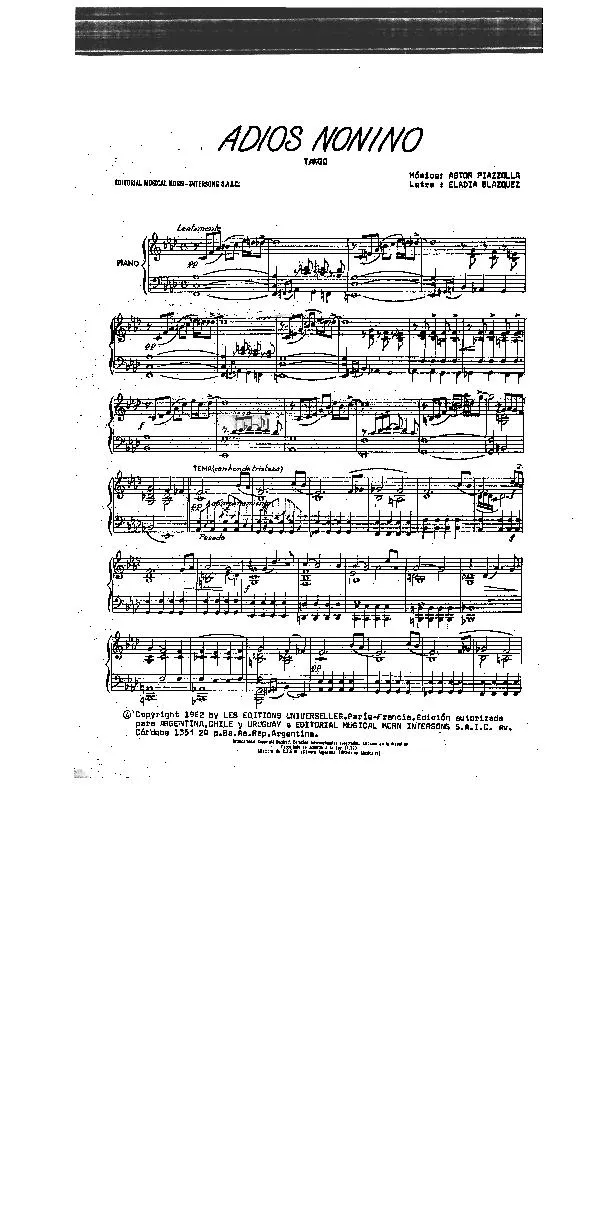 télécharger la partition d'accordéon Adios Nonino (Tango) au format PDF