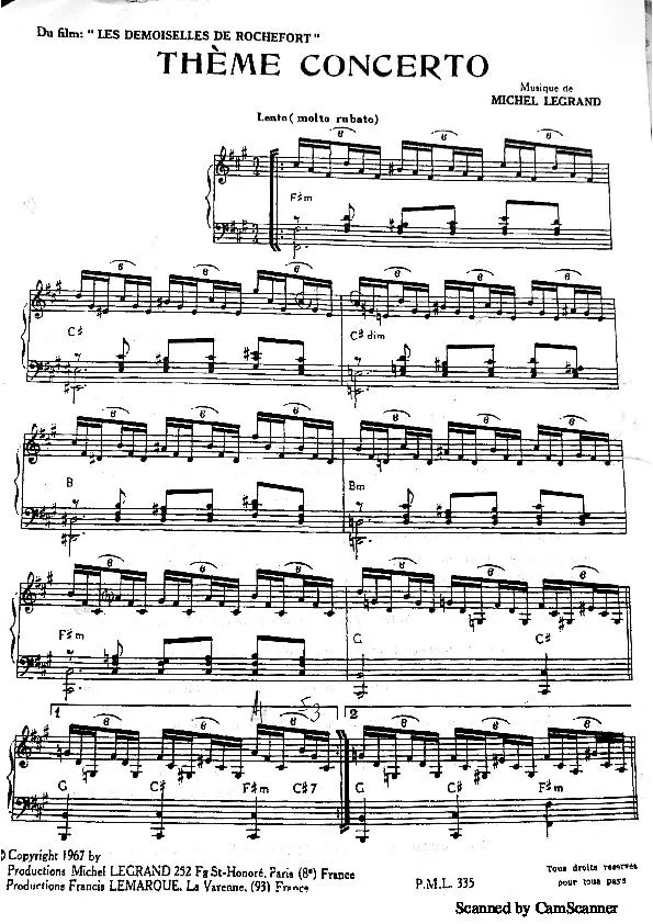 télécharger la partition d'accordéon Thème Concerto (Du Film : Les demoiselles de Rochefort) au format PDF
