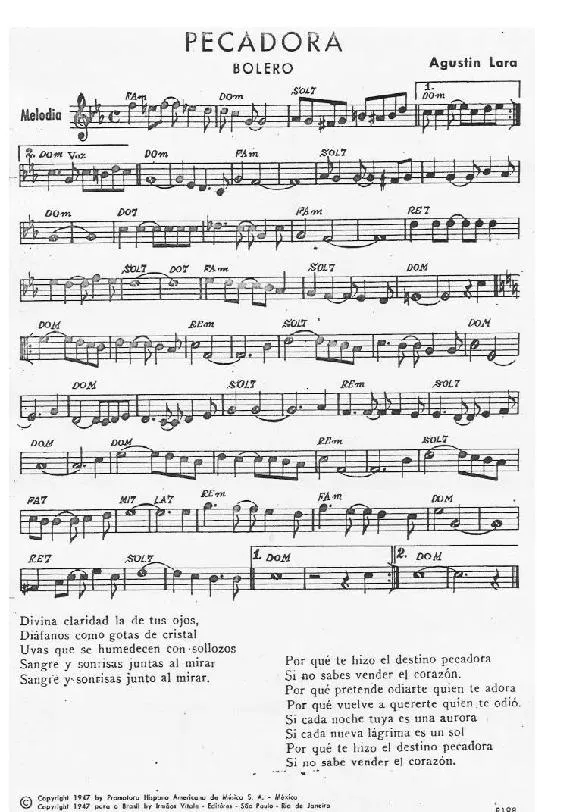 télécharger la partition d'accordéon Pecadora (Chant : Libertad Camargue) (Boléro) au format PDF