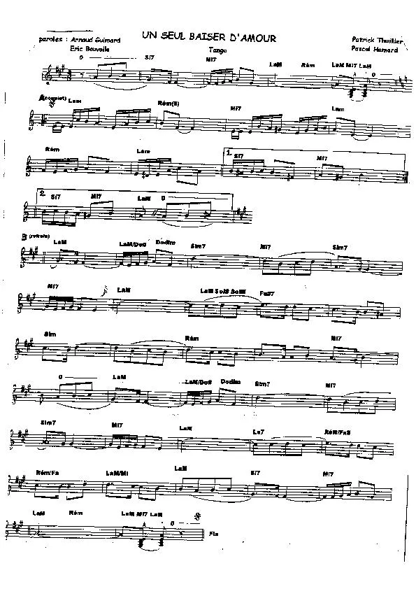 télécharger la partition d'accordéon Un seul baiser d'amour (Tango) au format PDF