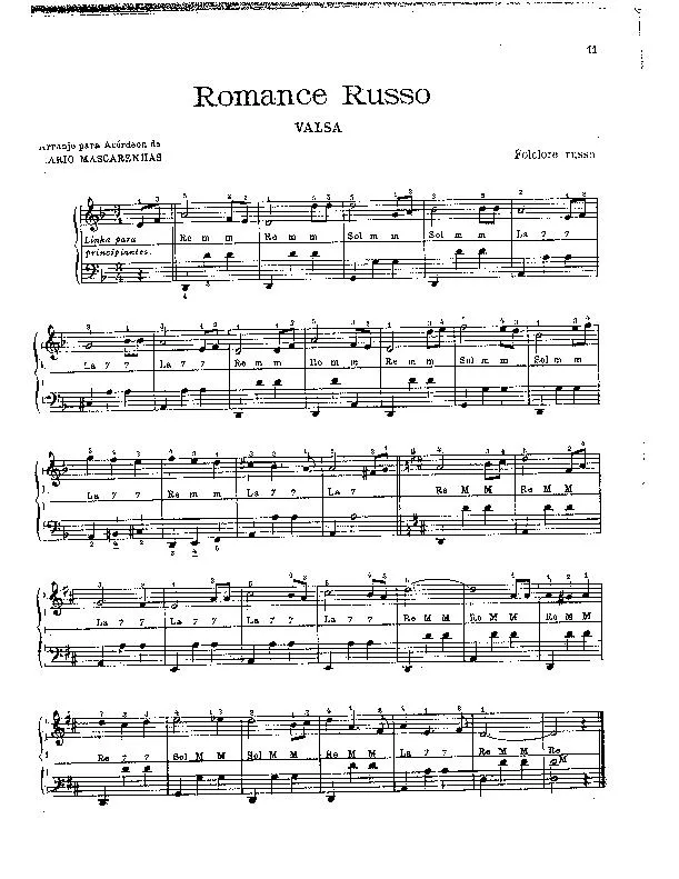 télécharger la partition d'accordéon Romance Russo (Romance Russe) (Arrangement pour accordéon de Mario Mascarenhas) (Valse Russe) au format PDF