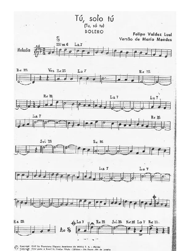 télécharger la partition d'accordéon Tú Solo tú (Tu Só tu) (Arrangement : Mario Mendes) (Boléro) au format PDF