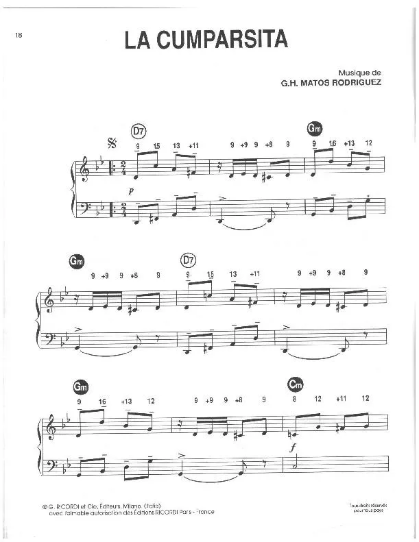 télécharger la partition d'accordéon La Cumparsita (Tango) au format PDF