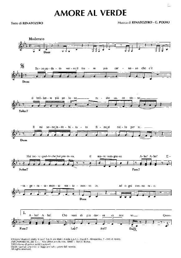 télécharger la partition d'accordéon Amore al verde (Bossa) au format PDF