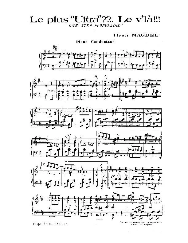 télécharger la partition d'accordéon Le plus Ultra le V'là (One Step Populaire) (Partie : Piano Conducteur)  au format PDF