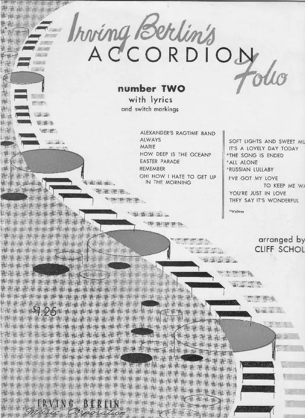 télécharger la partition d'accordéon Irving Berlin's Accordion Folio number two with lyrics and switch markings (Arrangement : Cliff Scholl) (Accordéon) (15 Titres) au format PDF