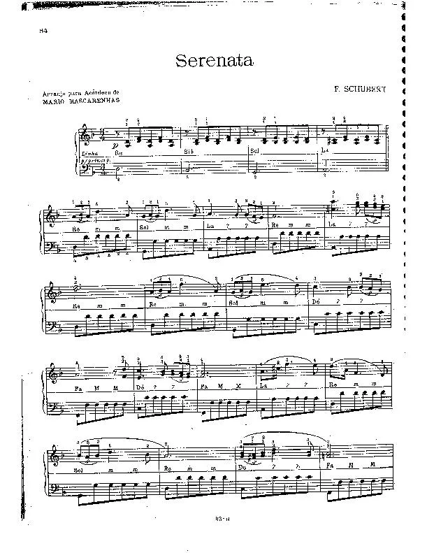 télécharger la partition d'accordéon Serenata (Serenade de Schubert) (Arrangement pour accordéon de Mario Mascarenhas) (Valse lente) au format PDF