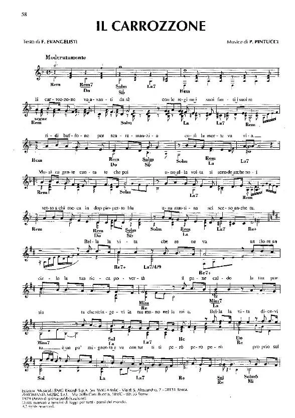 télécharger la partition d'accordéon Il carrozzone (Chant : Renato Zero) (Cumbia) au format PDF