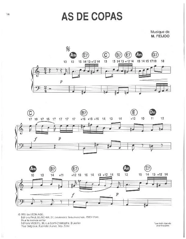 télécharger la partition d'accordéon As de copas (Tango) au format PDF
