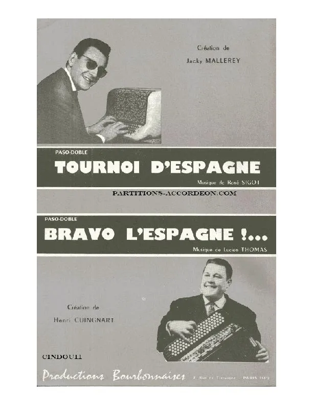 télécharger la partition d'accordéon Bravo l'Espagne (Créé par : Henri Cuingnart) (Orchestration) (Paso Doble) au format PDF