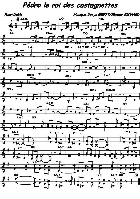 télécharger la partition d'accordéon Pédro le roi des castagnettes (Paso Doble) au format PDF