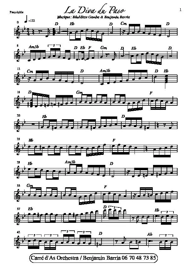 télécharger la partition d'accordéon La diva du paso (Paso Doble) au format PDF