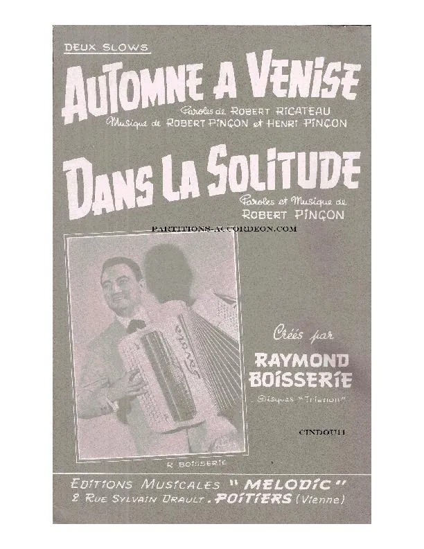 télécharger la partition d'accordéon Automne à Venise (Créé par Raymond Boisserie) (Slow) au format PDF