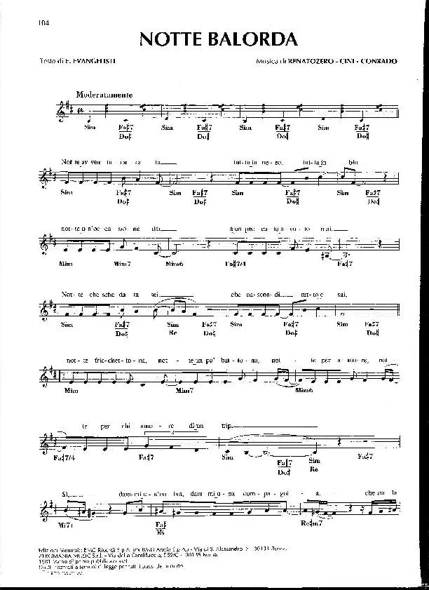 télécharger la partition d'accordéon Notte Balorda (Disco Rock) au format PDF