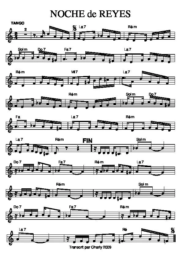 télécharger la partition d'accordéon Noche de reyes (Tango) (Relevé) au format PDF