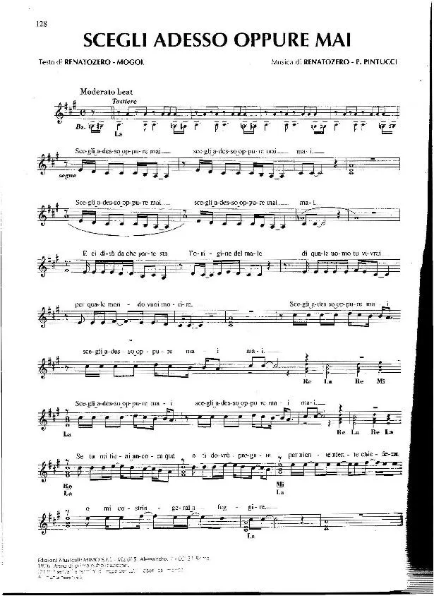 télécharger la partition d'accordéon Scegli adesso oppure mai (Disco Rock) au format PDF