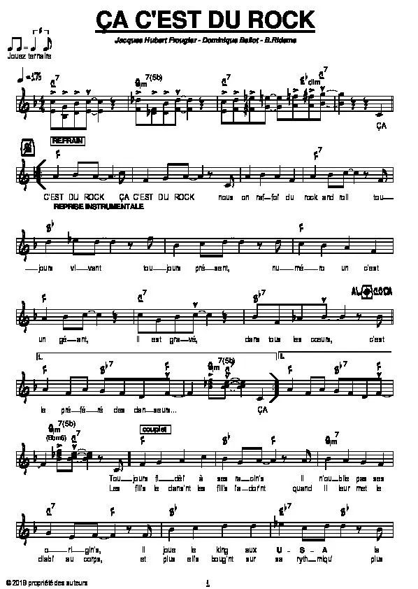 télécharger la partition d'accordéon Ça c'est du rock (Style années 60 Chanté) au format PDF