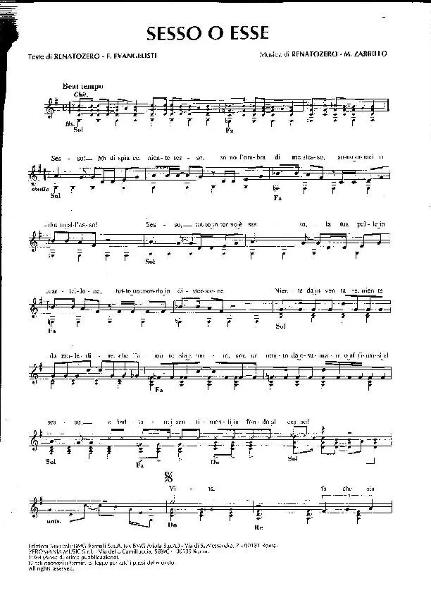 télécharger la partition d'accordéon Sesso o esse (Disco Rock) au format PDF