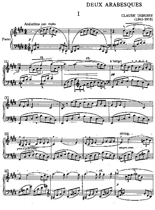 télécharger la partition d'accordéon Deux  Arabesques (Piano) au format PDF