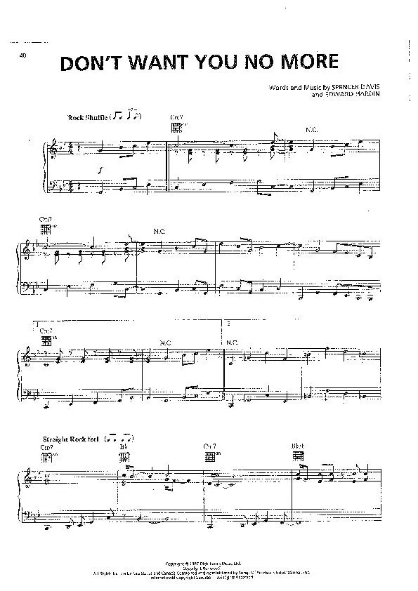 télécharger la partition d'accordéon Don't want you no more (Interprètes : The Allman Brothers Band) (Rock Shuffle) au format PDF