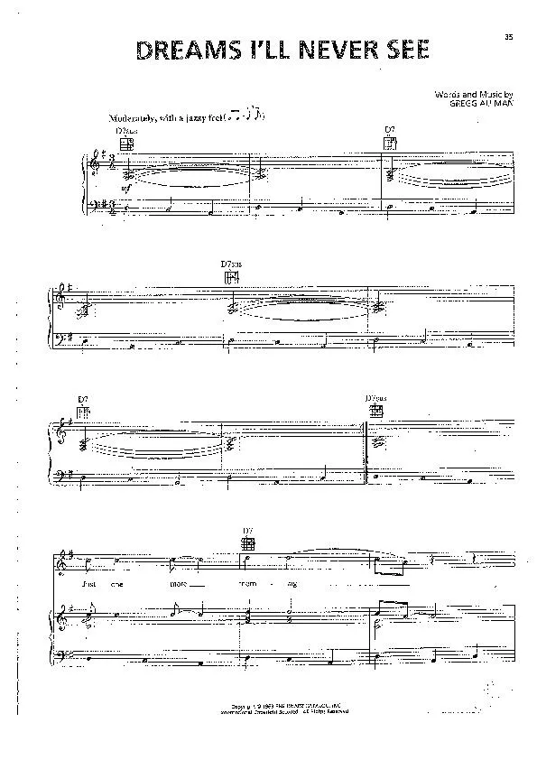 télécharger la partition d'accordéon Dreams I'll never see (Interprètes : The Allman Brothers Band) (Valse Jazz) au format PDF