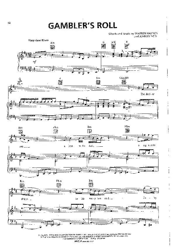 télécharger la partition d'accordéon Gambler's roll (Interprètes : The Allman Brothers Band) (Slow Blues) au format PDF